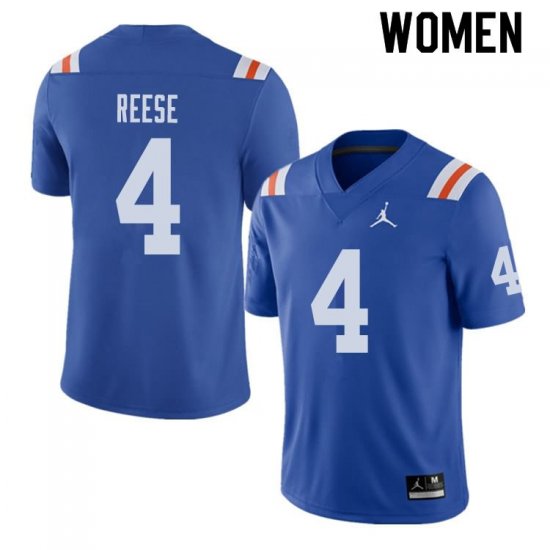 Women's Florida Gators #4 David Reese NCAA Jordan Brand Royal Throwback Alternate Authentic Stitched College Football Jersey JLS7362IA